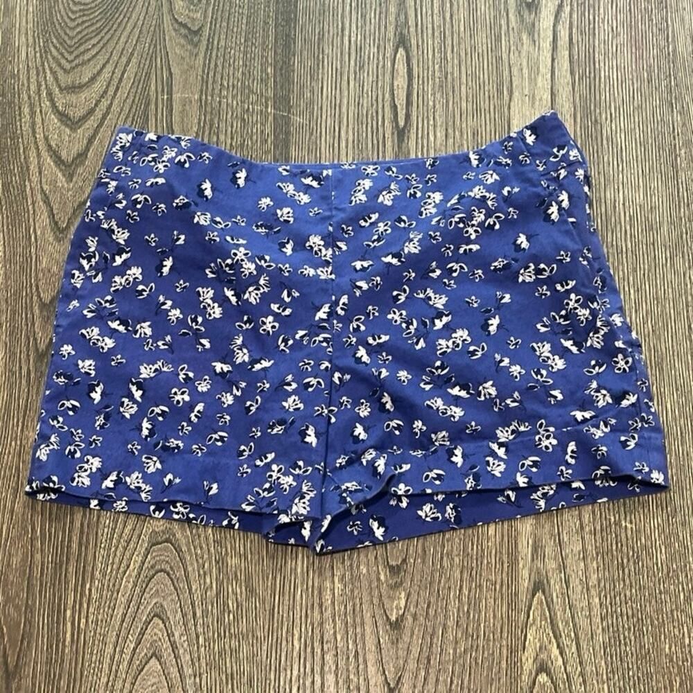 Banana Republic High Waist Chino Shorts All Over Floral Print Blue/Multi Size 2